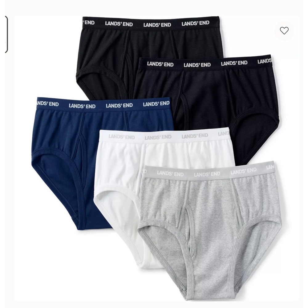 NEW Lands End Mens Big 4XL Knit Briefs 5 Pack Multi Color 54-56 white,gray,black